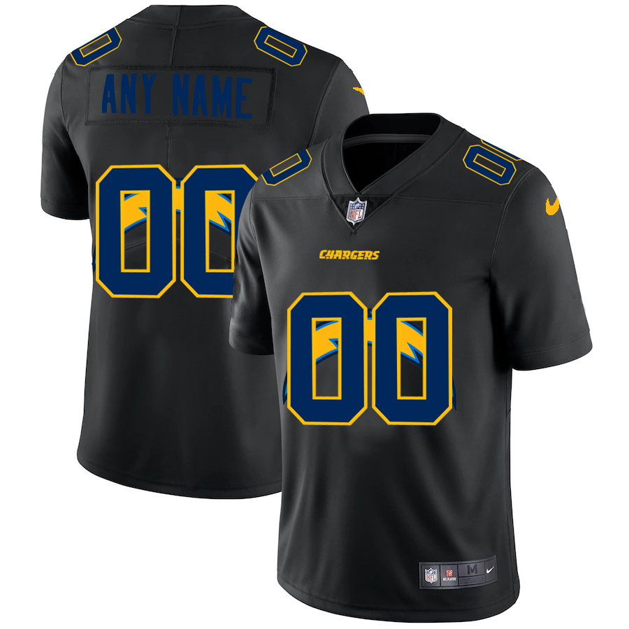 Wholesale Los Angeles Chargers Custom Men Nike Team Logo Dual Overlap Limited NFL Jersey Black